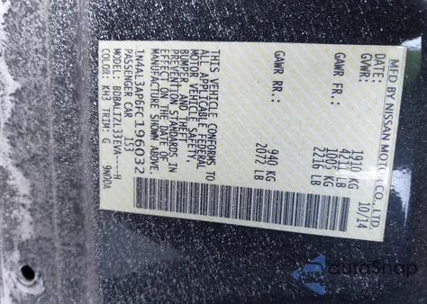 2015 Nissan Altima 2.5 Sv from USA, damaged, VIN 1N4AL3AP6FC196032